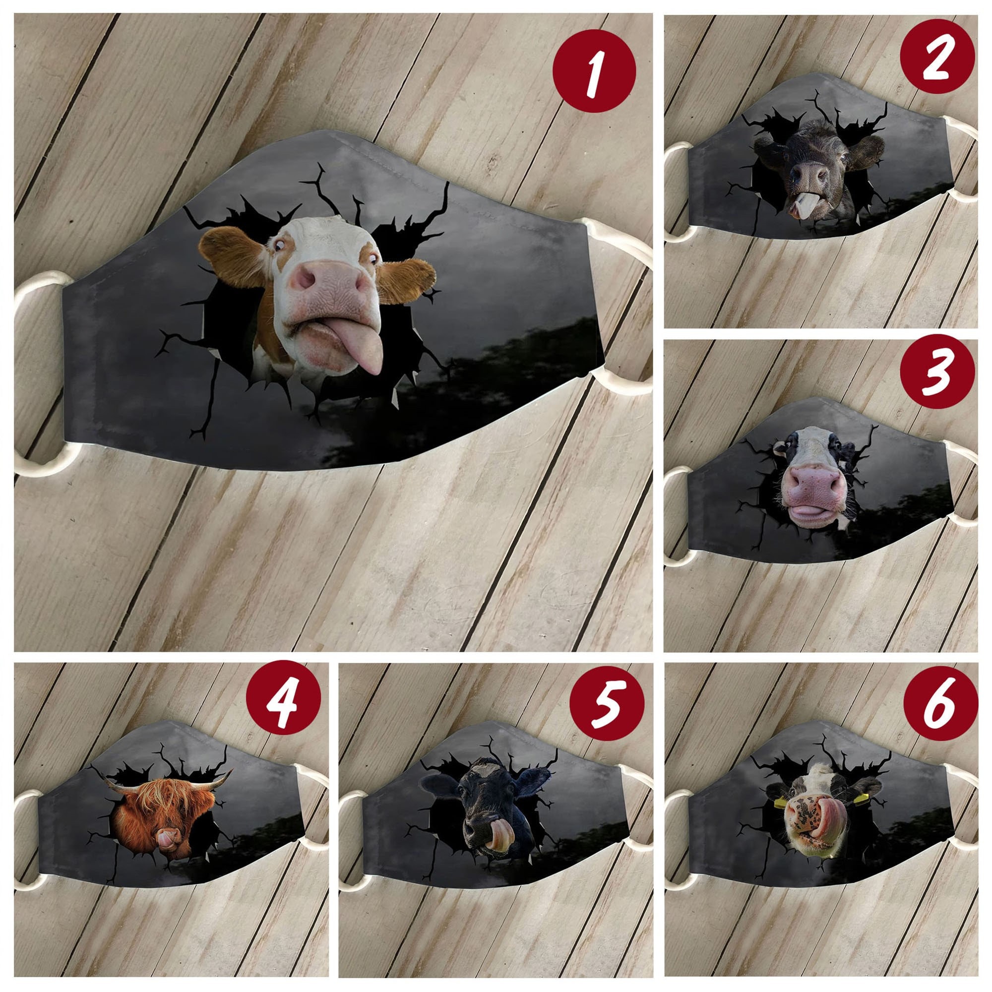 Funny Cow Face Mask Adult Kid Face Mask Washable An Etsy