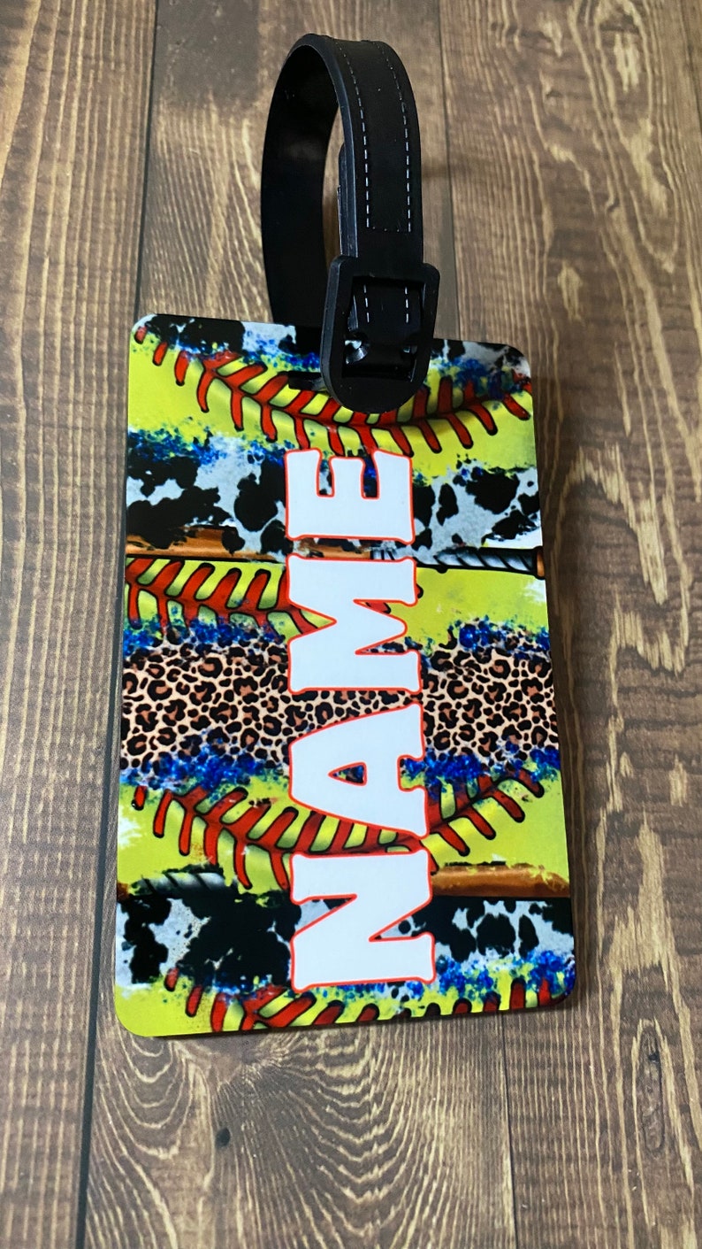 Softball Personalized Bag Tag, Softball Team Keychain, Softball Team, Softball Bat Bag Nametag, Sports Bag Tag, Custom Softball Nametag image 2