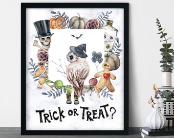 Kids Trick or Treat Halloween Poster, Halloween Owl Art PRINTABLE, Home Decor for Halloween, DIGITAL Download, Kids Halloween Decoration