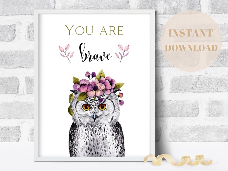 Girl Bedroom Wall Art PRINTABLE 'you Are Brave' Etsy