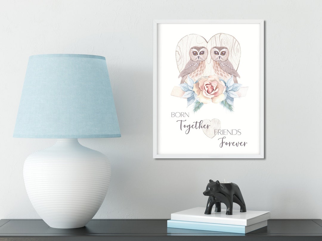 Born Together Friends Forever, Quote Wall Art, Nursery Decor for Twins ...