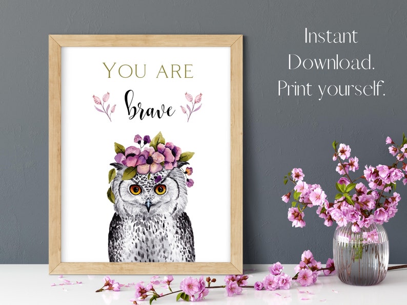 Girl Bedroom Wall Art PRINTABLE 'you Are Brave' Etsy
