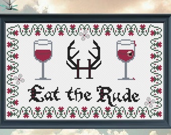 Eat the Rude Hannibal "The Cannibal" Lecter Cross Stitch Pattern
