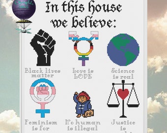 Wir glauben an Gerechtigkeit Kreuzstichmuster