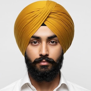Sikh Turban - Mustard Turban | Voile Turban | 100% Cotton | Turban Fabric | Full Voile Turban | 1 Meter Long | Gift for Sikh | Indian Turban