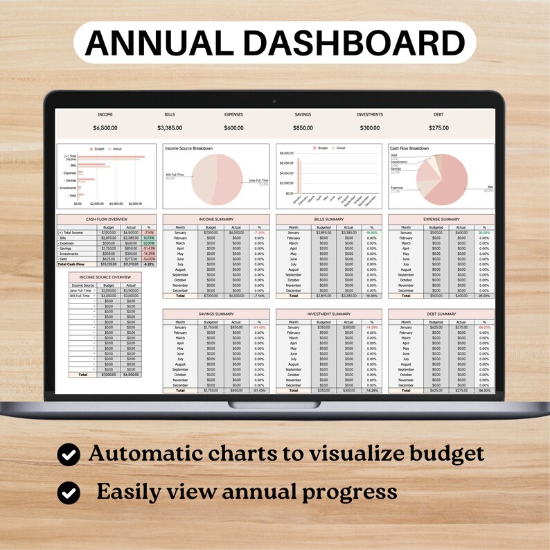 Budget by Month Template Budget Spreadsheet Budget Template Etsy UK