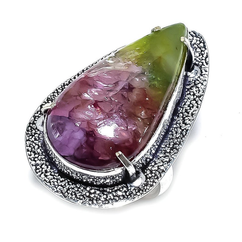 Rainbow Solar Quartz Gemstone Handmade Ethnic 925 Silver Ring Size 8 Hot handmade Selling Lovely Jewelry