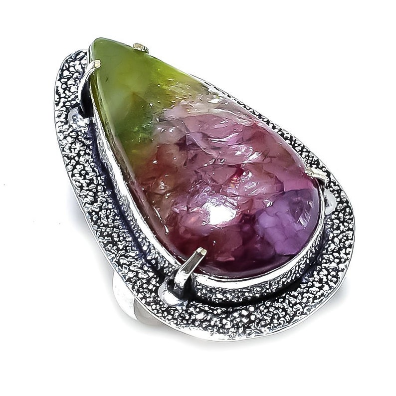 Rainbow Solar Quartz Gemstone Handmade Ethnic 925 Silver Ring Size 8 Hot handmade Selling Lovely Jewelry