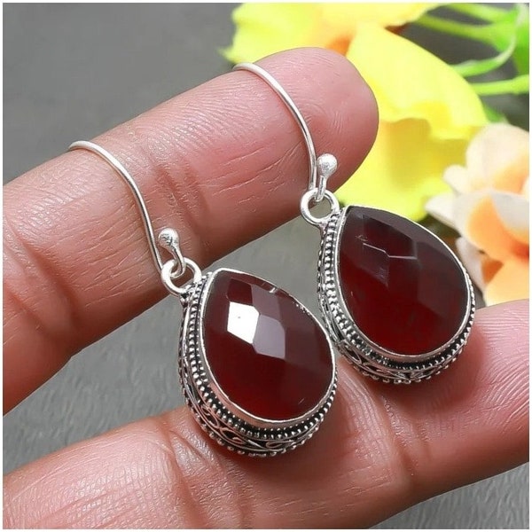 Kashmiri Ruby Gemstone Earring 925 Sterling Silver Jewelry Earring Designer Jewelry Silver Earring Women Earring Gift For Love