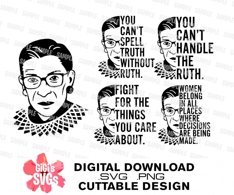 Download Ruth Bader Ginsburg SVG Bundle of 10 Dissent Collar SVG | Etsy