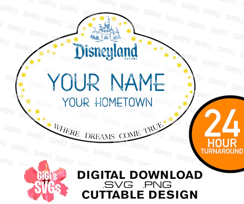 Personalized Disneyland Cast member name tag svg png ...