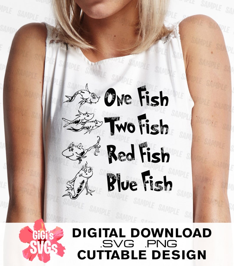 Download Dr Seuss SVG One Fish Two Fish Red Fish Blue Fish Dr Seuss ...