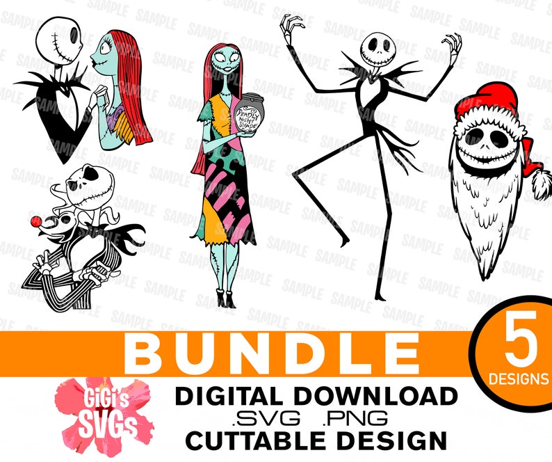 Download Nightmare Before Christmas SVG BUNDLE of 5 Jack Skellington | Etsy