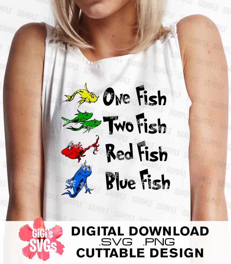 Download Dr Seuss SVG One Fish Two Fish Red Fish Blue Fish Dr Seuss ...
