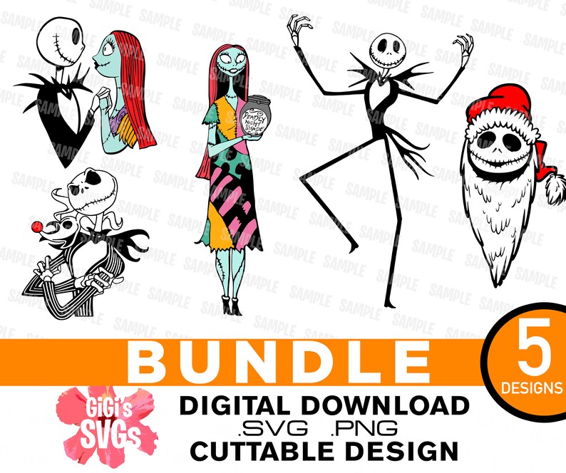 Download Nightmare Before Christmas SVG BUNDLE of 5 Jack Skellington | Etsy