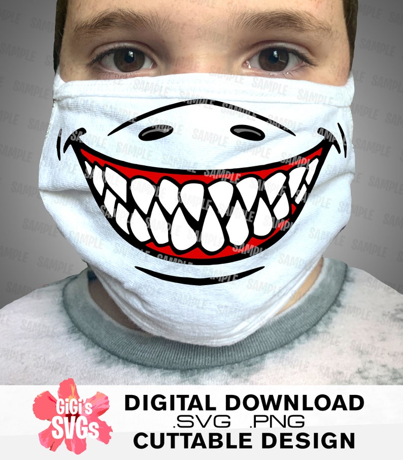 Download Shark face mask svg Shark teeth mask svg Funny face mask ...