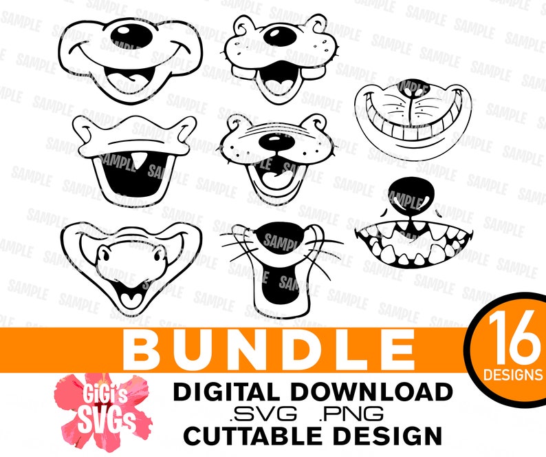 Disney face mask svg Disney heads svg mask designs BUNDLE | Etsy