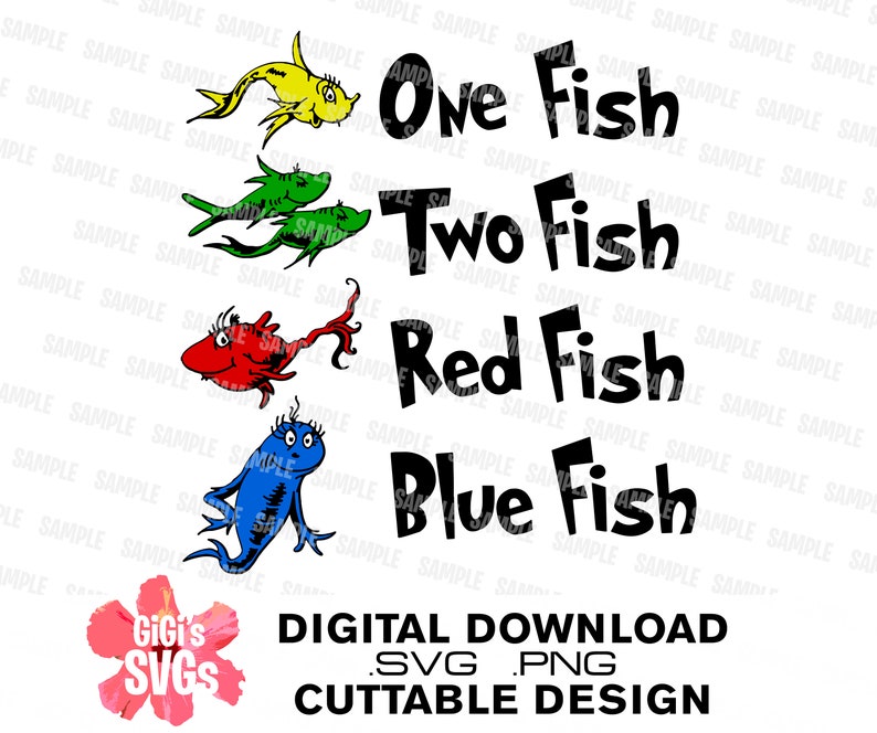 Download Dr Seuss SVG One Fish Two Fish Red Fish Blue Fish Dr Seuss ...