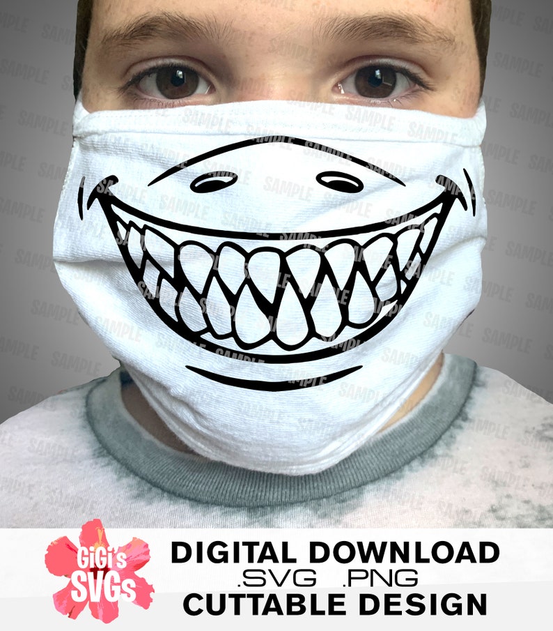 Download Shark face mask svg Shark teeth mask svg Funny face mask ...