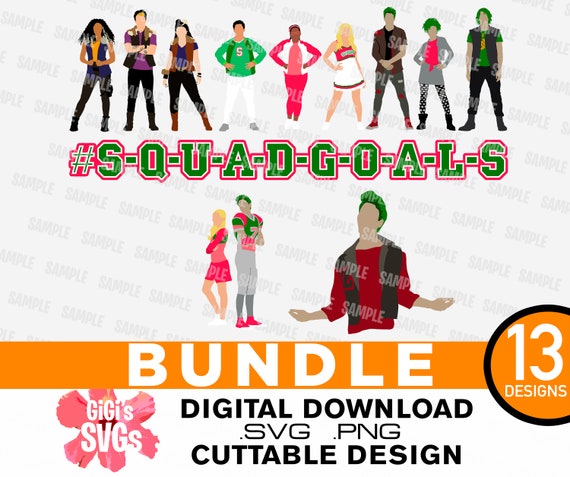 Download Disney Zombies 2 svg Hashtag Squad Goals BUNDLE OF 13 | Etsy