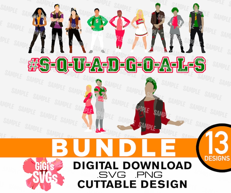 Download Disney Zombies 2 svg Hashtag Squad Goals BUNDLE OF 13 | Etsy