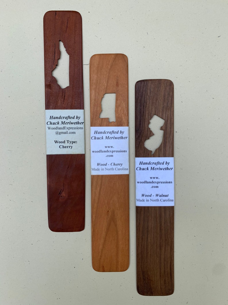 States & Nations Wood Bookmarks North Carolina Ohio Etsy