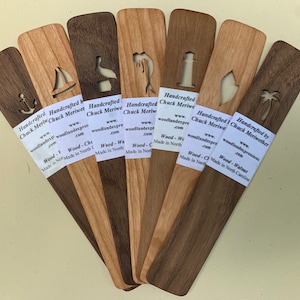 Coastal wood bookmarks | sea turtle, dolphin, lighthouse, seahorse, fish, shell, mermaid, palm tree, sailboat, shark, whale, anchor