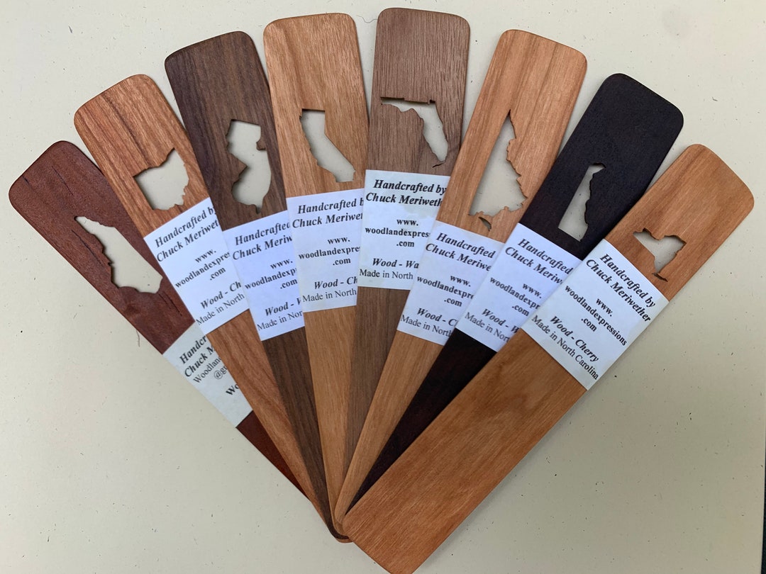 States & Nations Wood Bookmarks | North Carolina, Ohio, Florida, New ...