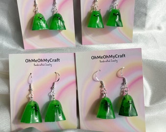 Green  Little Ghost Glow In The Dark Earrings | Resin Jewelry |