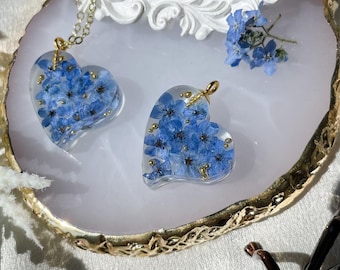 Hand Picked Forget-Me-Not Flower Necklace | Handmade | Real Flower | Resin |