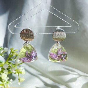 Handmade Flower in the Forest Earring | Purple Flower | Real Plant | Resin Jewelry | Personalized Gift | One-A-Kind