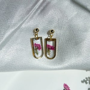 Handmade Mini Heather Flowers Earrings | Real Flower | Resin Earrings | Minimalist Jewelry