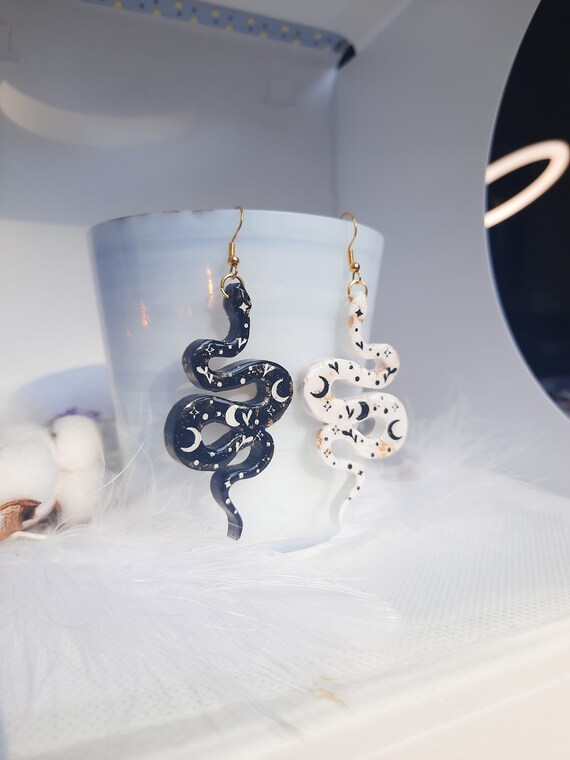 White cheap snake earrings