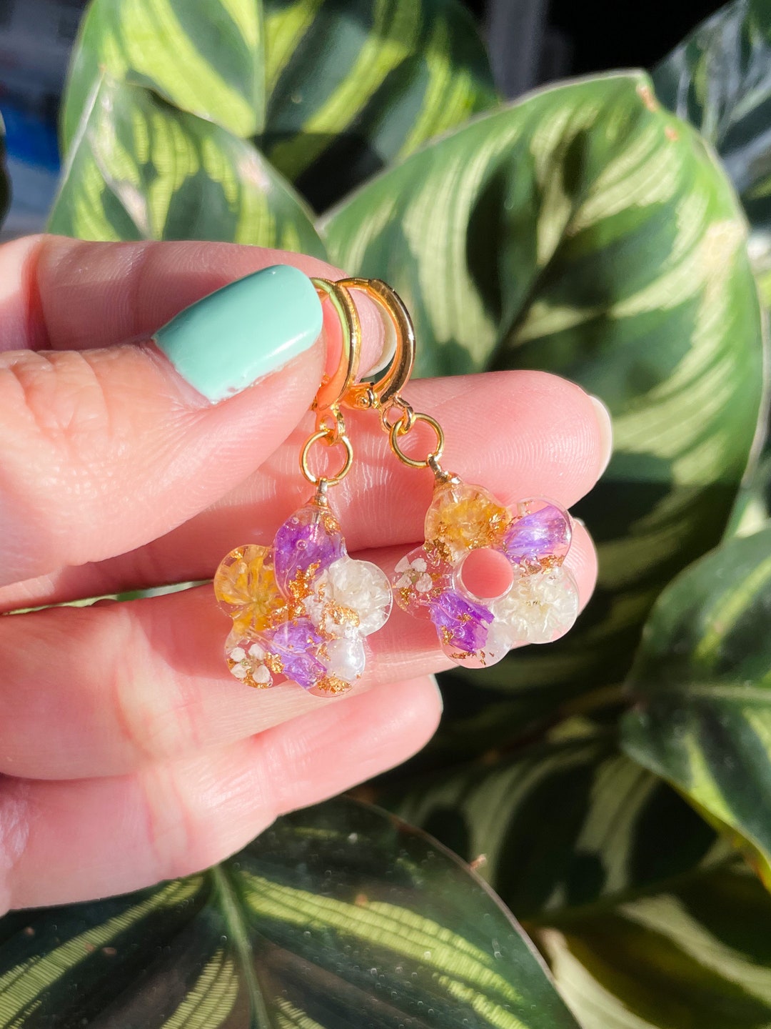 Handmade Minimalist Dried Flower Earrings Real Flower Etsy