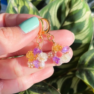 Handmade Minimalist Dried Flower Earrings | Real Flower | Resin |