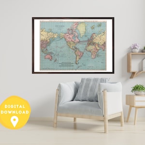 World Map. 1912, digital download, vintage map, retro map, antique world map, world map old style, instant download, world map, 1900s image 1