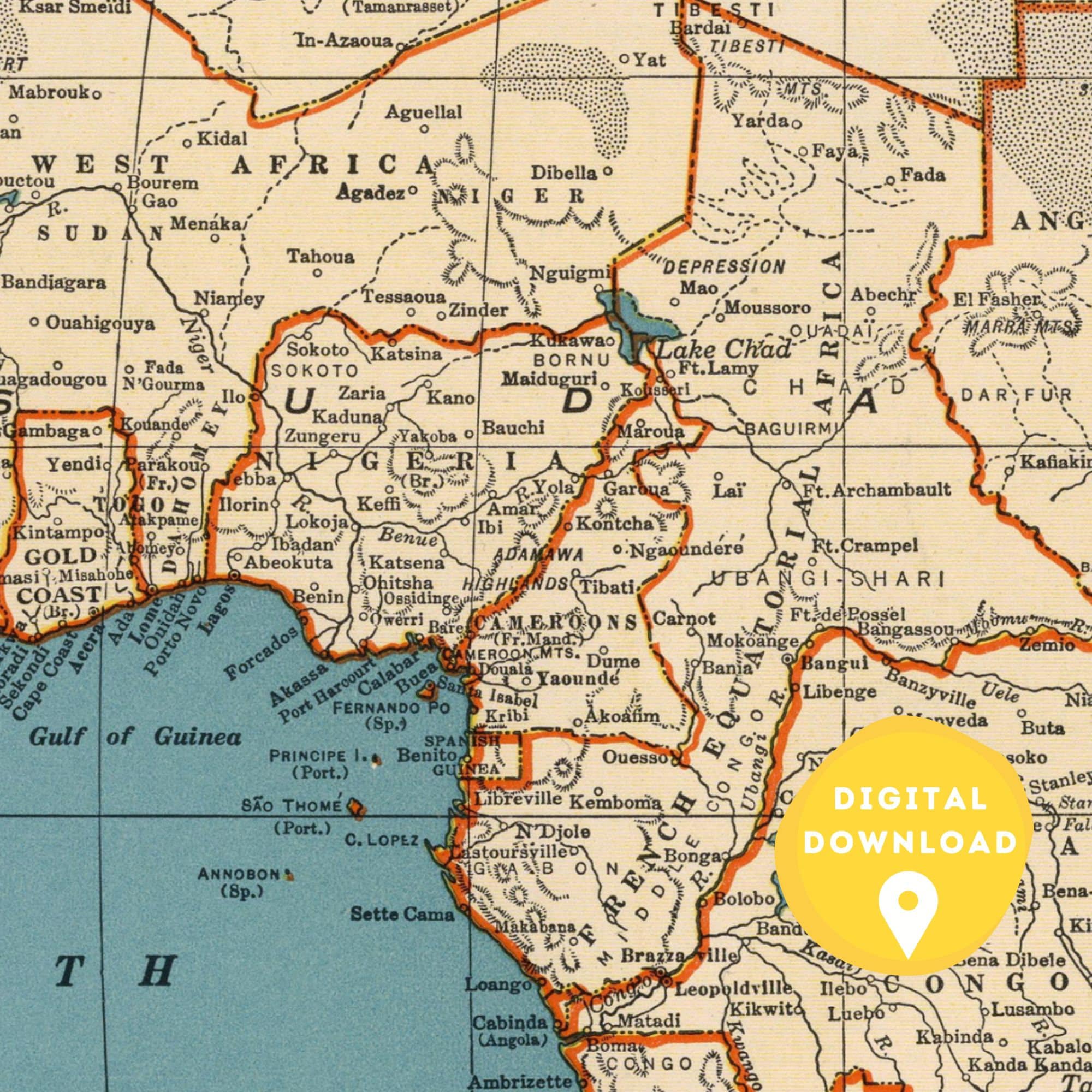 Map of Africa, Printable Africa Map, Africa Map Poster, Africa Map ...