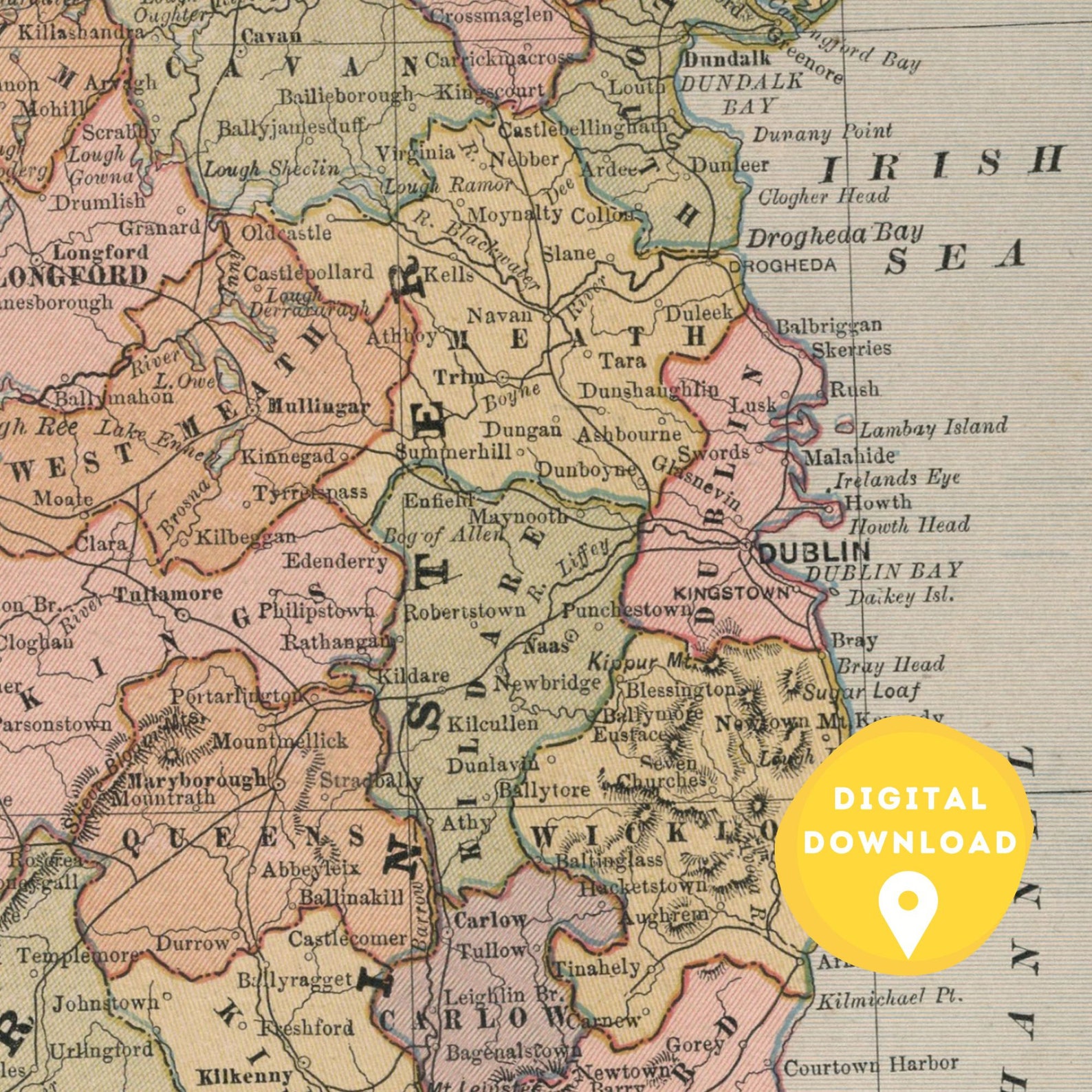 Map of Ireland, Printable Ireland Map, Ireland Map Poster, Ireland Map