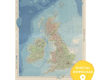 Map of UK, Printable British Map, UK map poster, United Kingdom map, UK wall art poster, British map, British Isles poster,