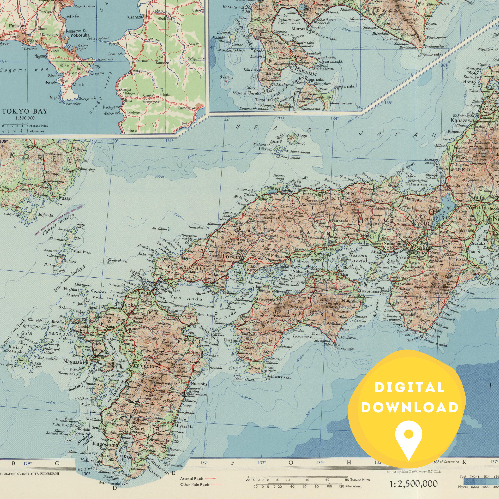 Map of Japan, Japan Map Print, Japan Poster, Japan Map