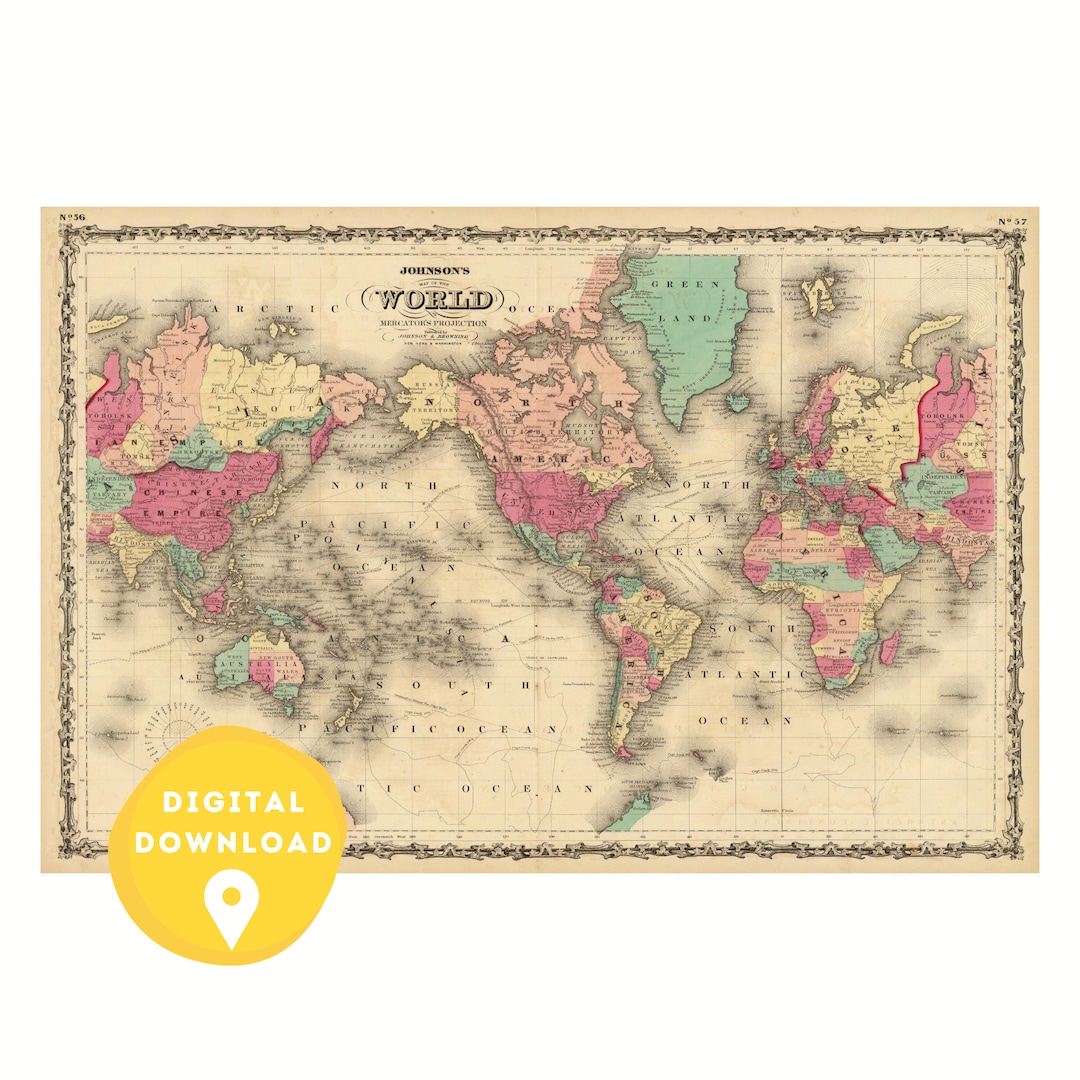 World Map Poster, World Atlas, Printable Map, World Map Countries ...