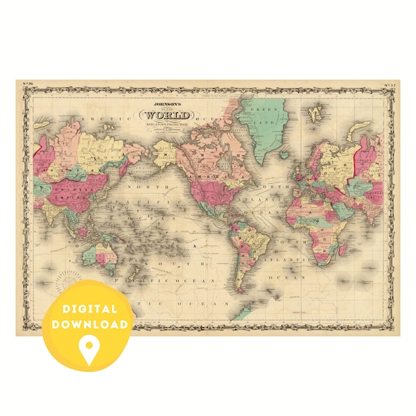 Vintage World Map Etsy