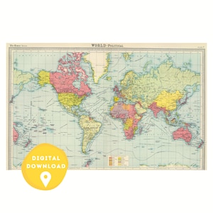 World Map Poster, world atlas, printable map, world map countries, world map wall art, antique world map poster, vintage world map, map, art