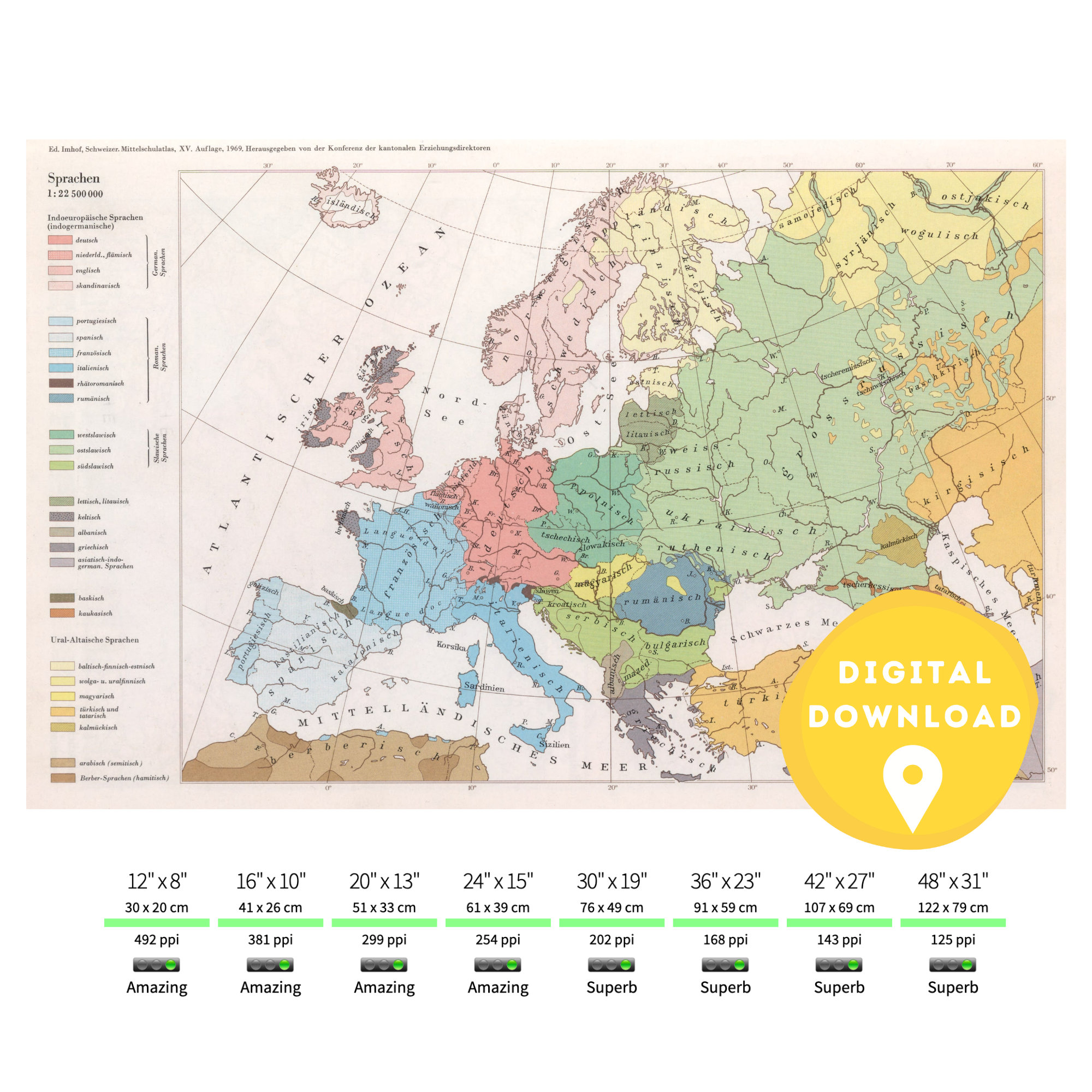 1950年代のヨーロッパのデジタル政治地図、印刷可能なヨーロッパ