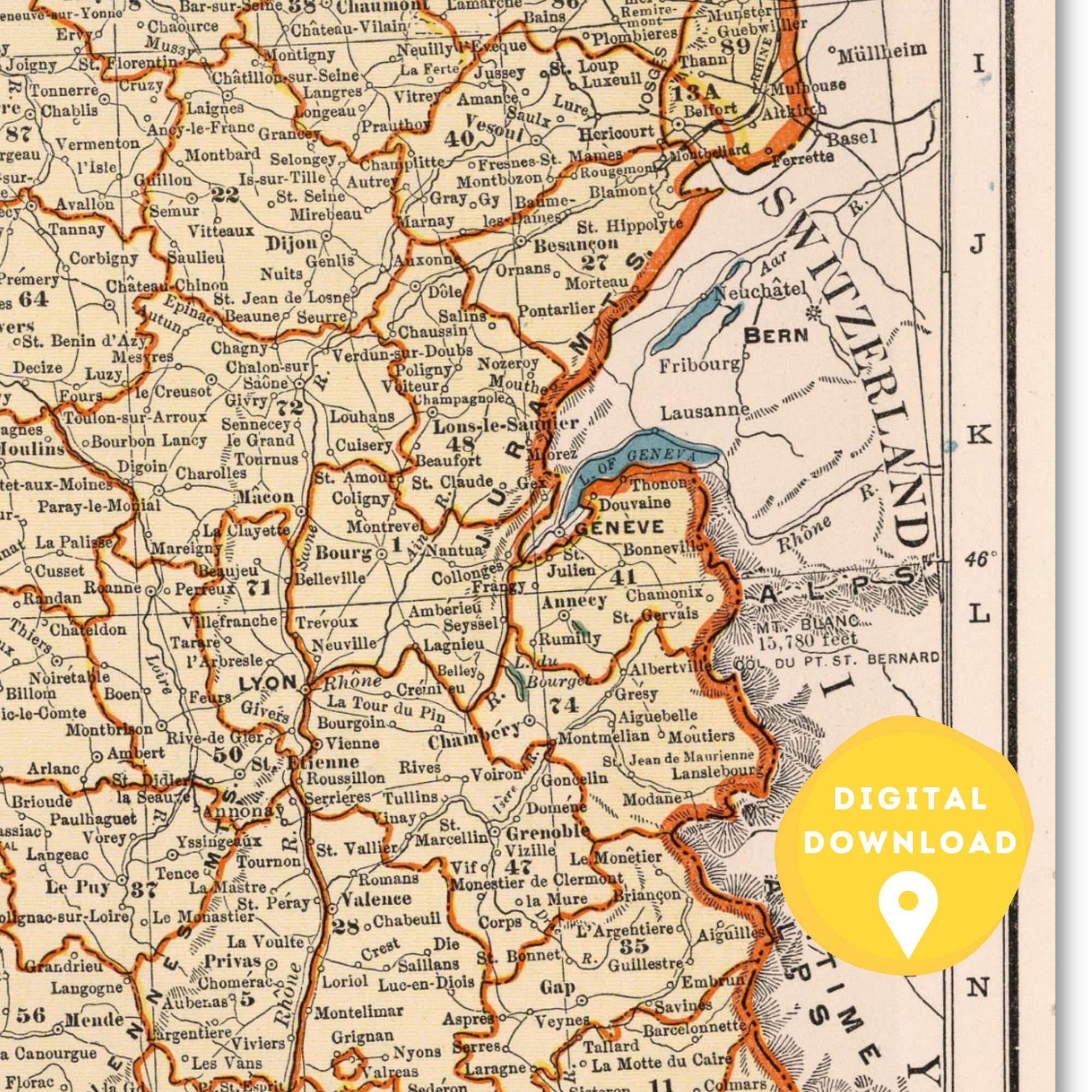 Map of France, Printable France Map, France Map Poster, France Map ...