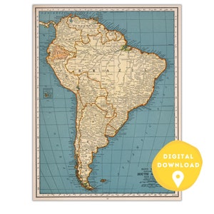 Map of South America, Printable South America Map, South America map poster, South America map, South America wall art poster, South America