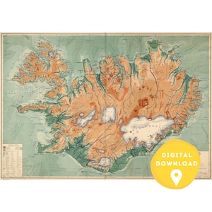 Island Landkarte, Island Karte, Island Wandbild, Island Wandbild, Island Wandbild, alte Karte, Island Poster