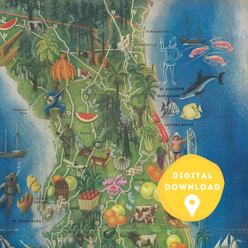 Map of Florida Florida Map Print - Il 794xN.3814704898 2ptx 