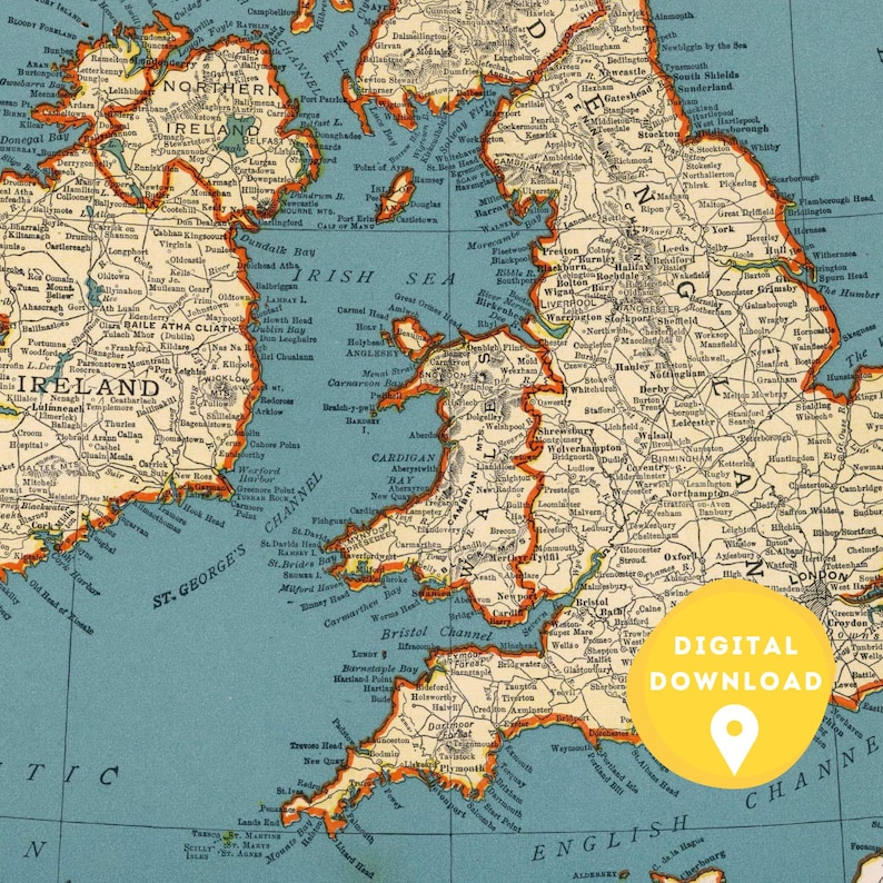 Map of UK, Printable British Map, UK Map Poster, United Kingdom Map, UK ...