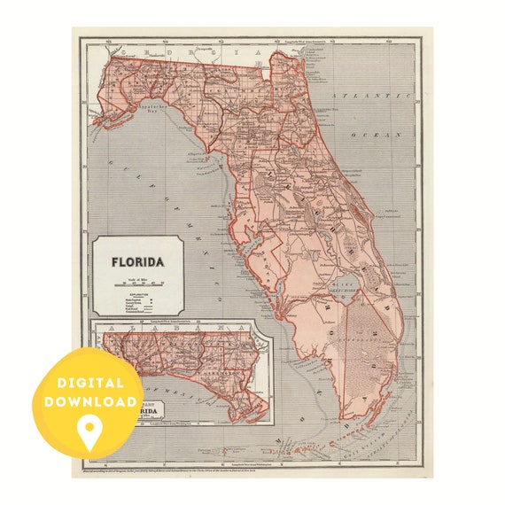 3x3 Printable Map Of Florida - Map
